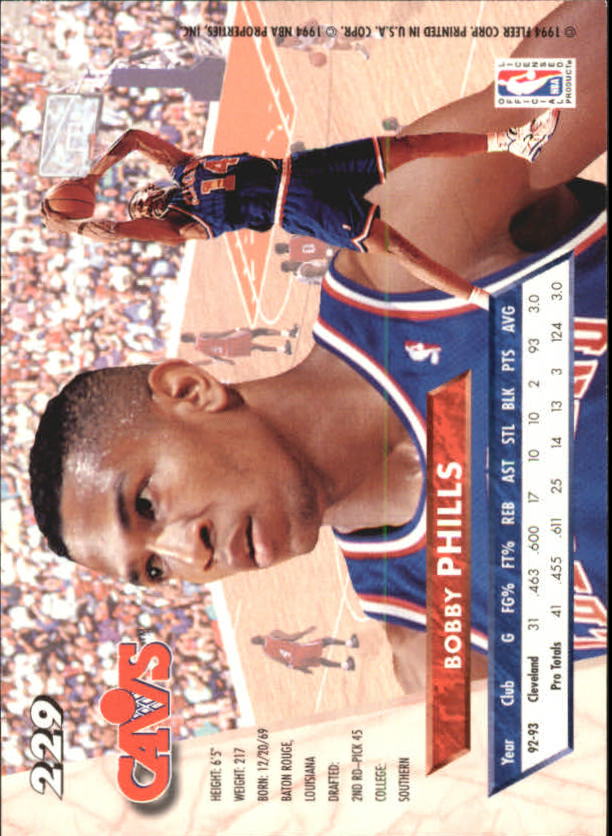 1993-94 Ultra #229 Bobby Phills back image