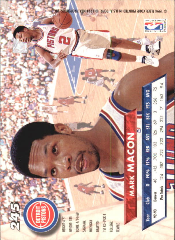 B5323- 1993-94 Ultra Basketball #s 1-250 +Rookies -You Pick- 15+ FREE US SHIP - Picture 489 of 499