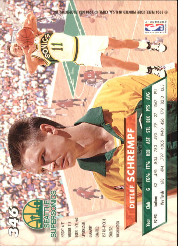 1993-94 Ultra #346 Detlef Schrempf back image