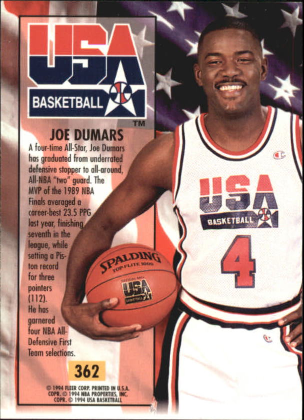 1993-94 Ultra #362 Joe Dumars USA back image