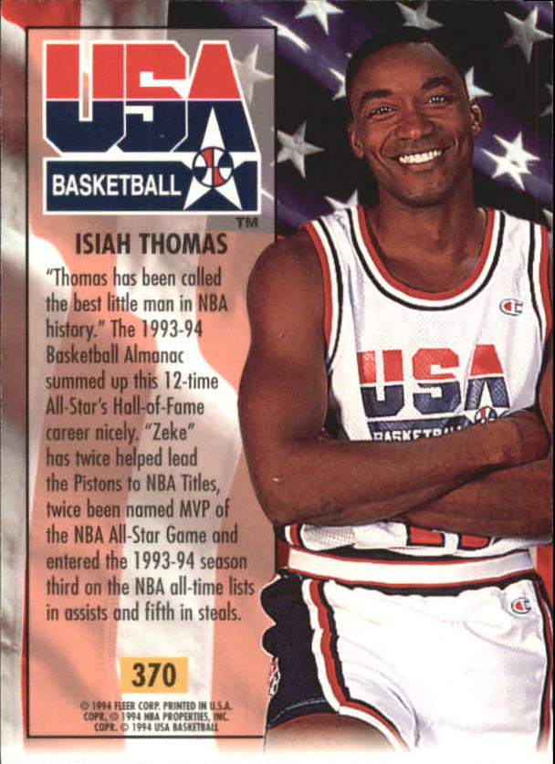 1993-94 Ultra #370 Isiah Thomas USA back image