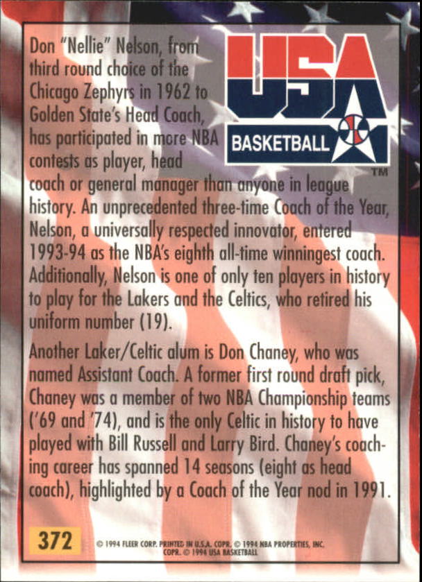 1993-94 Ultra #372 Don Nelson/Don Chaney back image