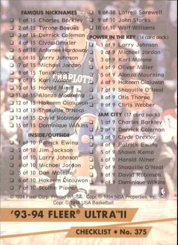 B5323- 1993-94 Ultra Basketball #s 251-375 +Inserts -You Pick- 15+ FREE US SHIP - Picture 247 of 320