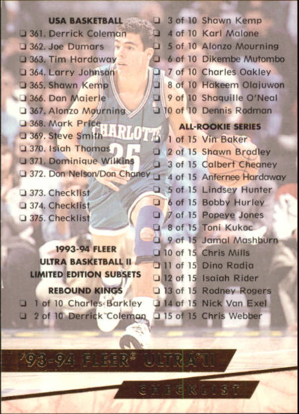B5323- 1993-94 Ultra Basketball #s 251-375 +Inserts -You Pick- 15+ FREE US SHIP - Picture 246 of 320