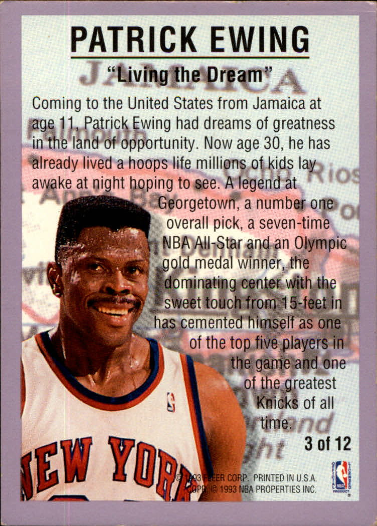 1993-94 Fleer Internationals #3 Patrick Ewing back image