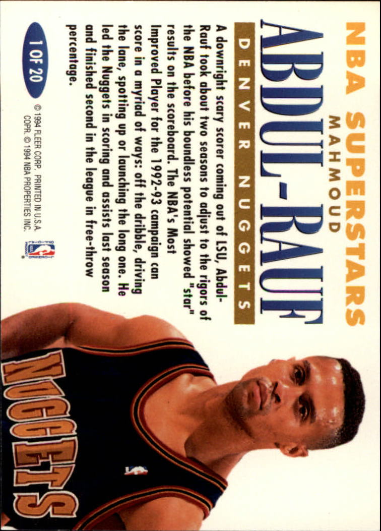 1993-94 Fleer NBA Superstars #1 Mahmoud Abdul-Rauf back image