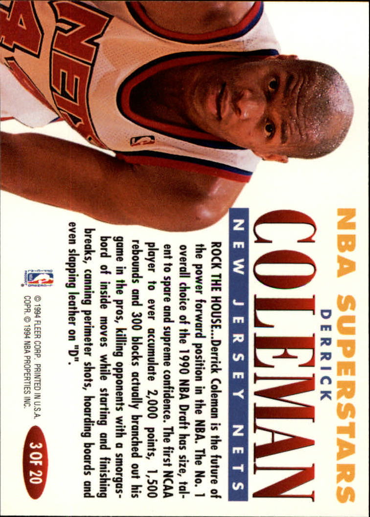 1993-94 Fleer Basketball NBA Superstars Insert Singles - You Choose