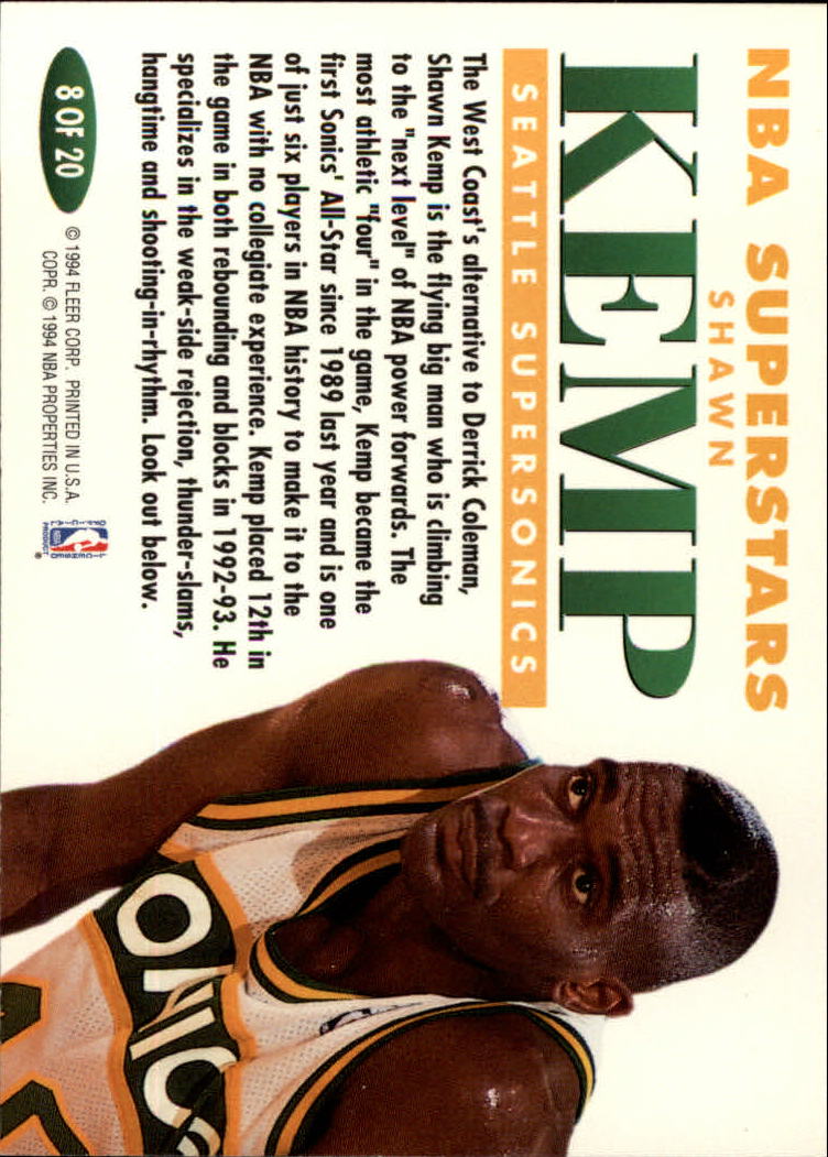 1993-94 Fleer NBA Superstars #8 Shawn Kemp back image