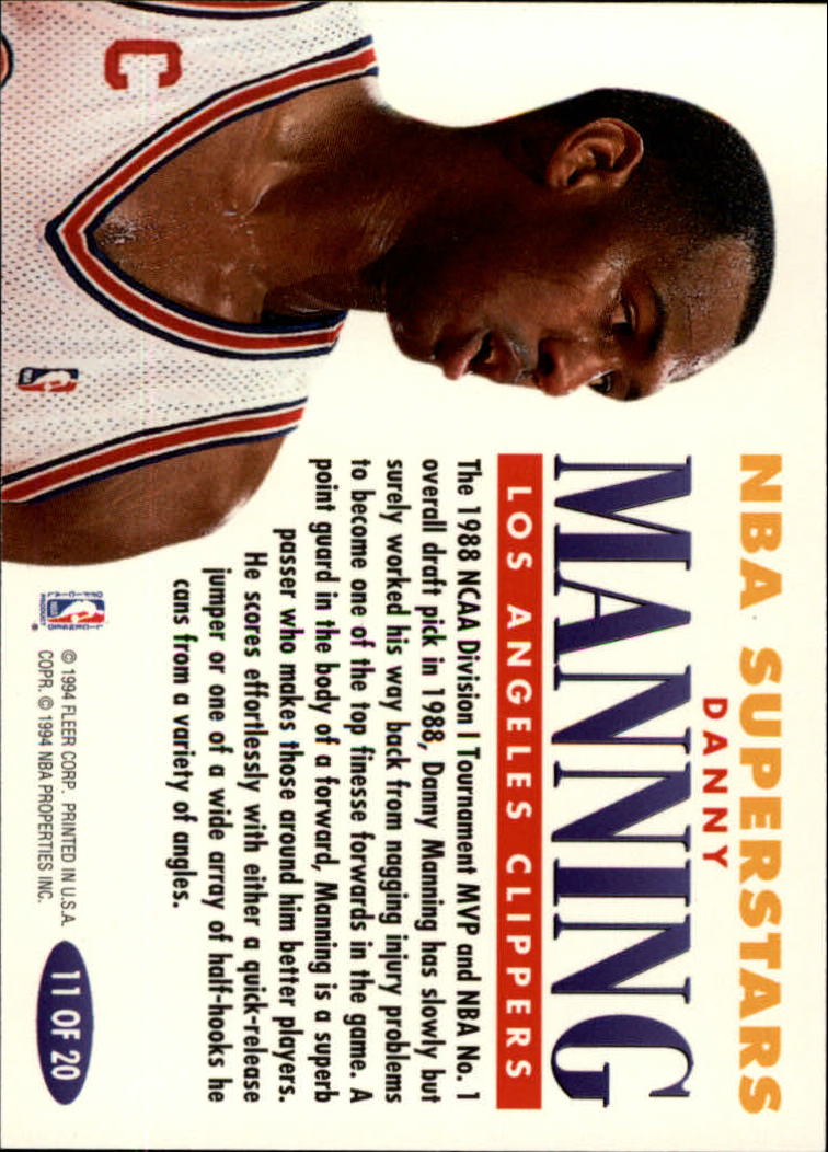 1993-94 Fleer NBA Superstars #11 Danny Manning back image