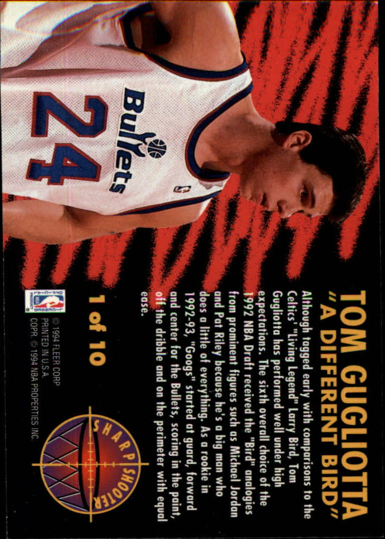 1993-94 Fleer Sharpshooters #1 Tom Gugliotta back image