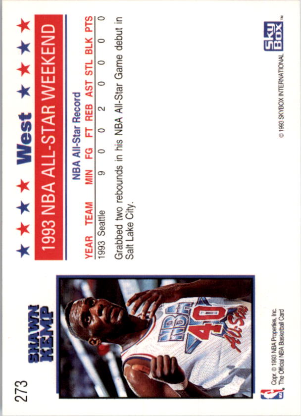 1993-94 Hoops #273 Shawn Kemp AS back image