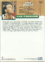 1993-94 Hoops #306 Dino Radja RC back image