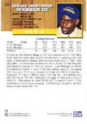 1993-94 Hoops #341 Chris Webber RC back image