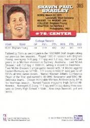 1993-94 Hoops #385 Shawn Bradley RC back image
