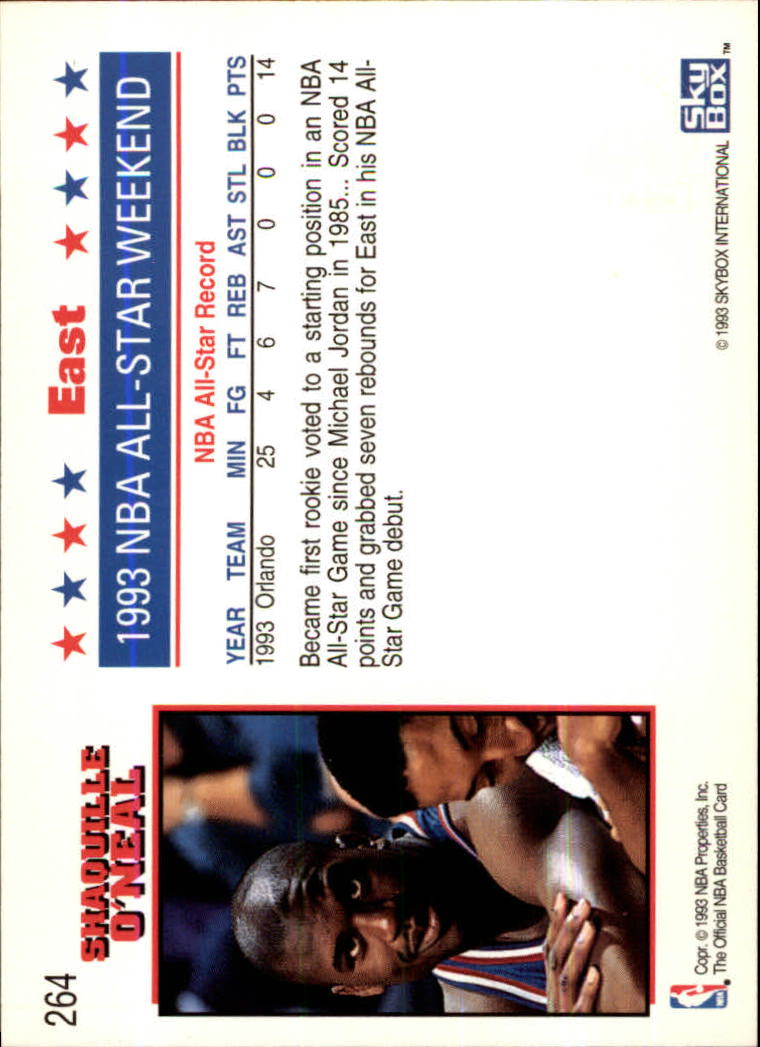 1993-94 Hoops Fifth Anniversary Gold #264 Shaquille O'Neal AS back image