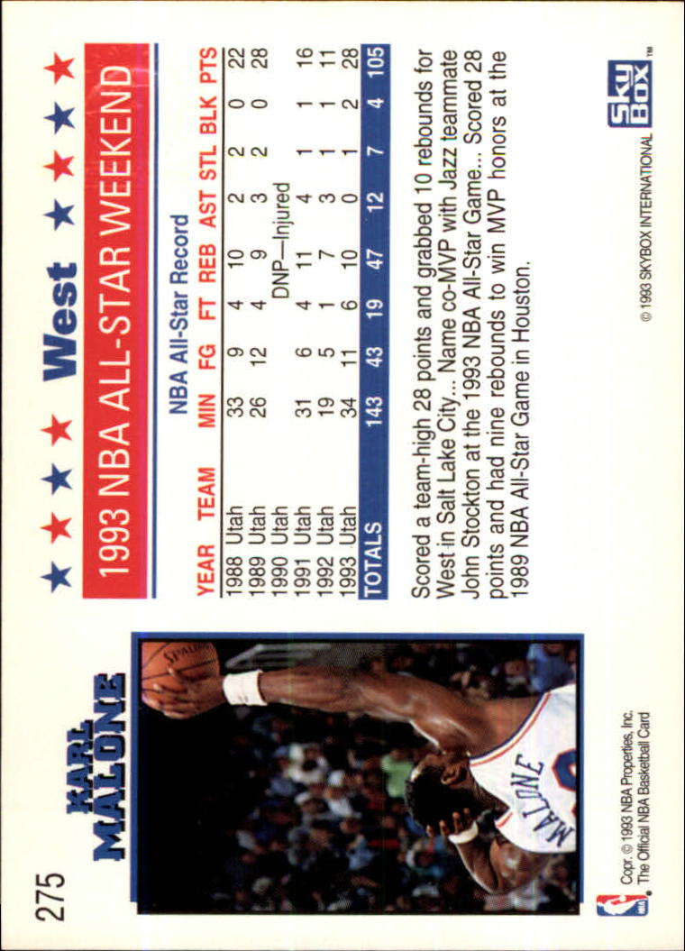1993-94 Hoops Fifth Anniversary Gold #275 Karl Malone AS back image