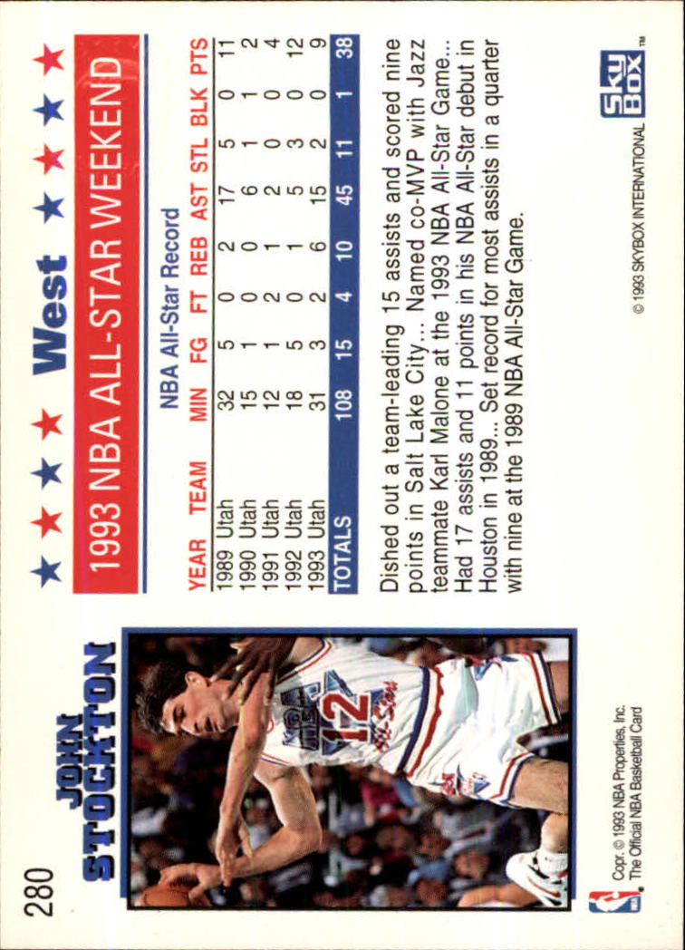 1993-94 Hoops Fifth Anniversary Gold #280 John Stockton AS back image