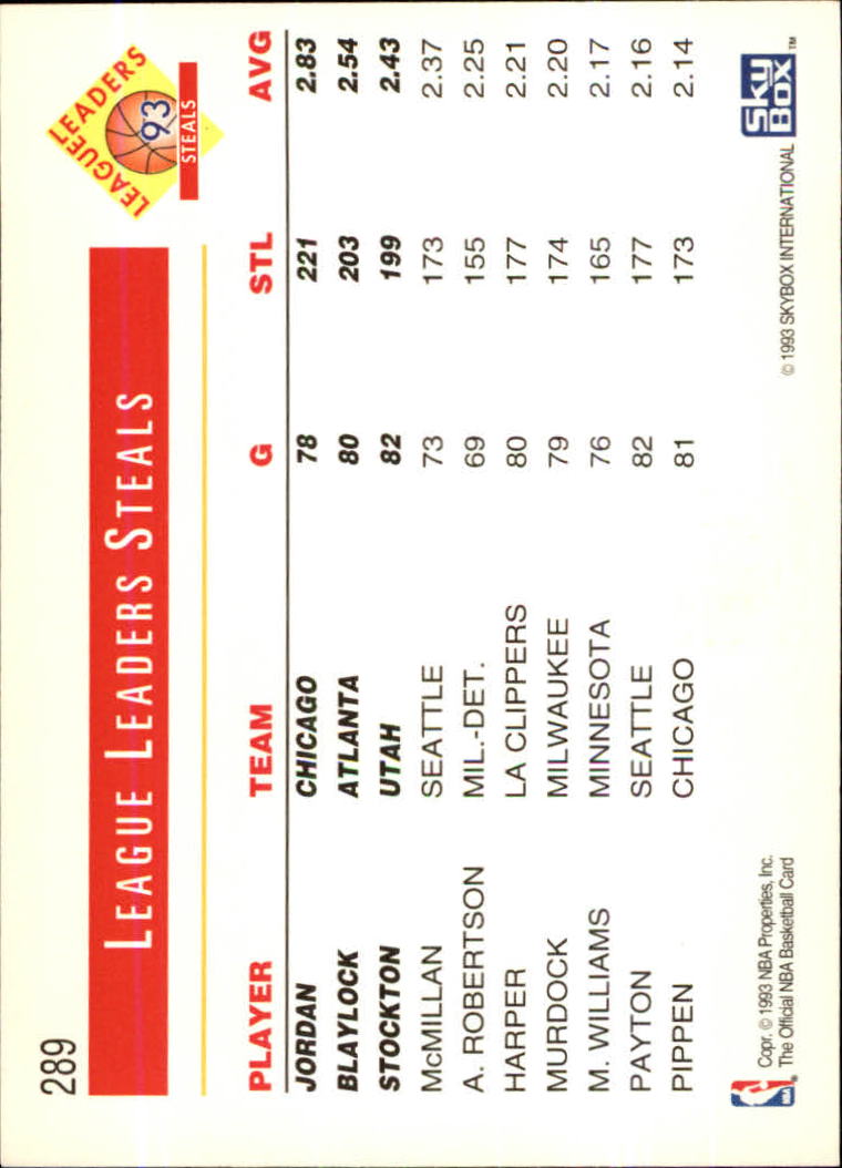 1993-94 Hoops Fifth Anniversary Gold #289 Steals/Michael Jordan/Mookie Blaylock/John Stockton back image