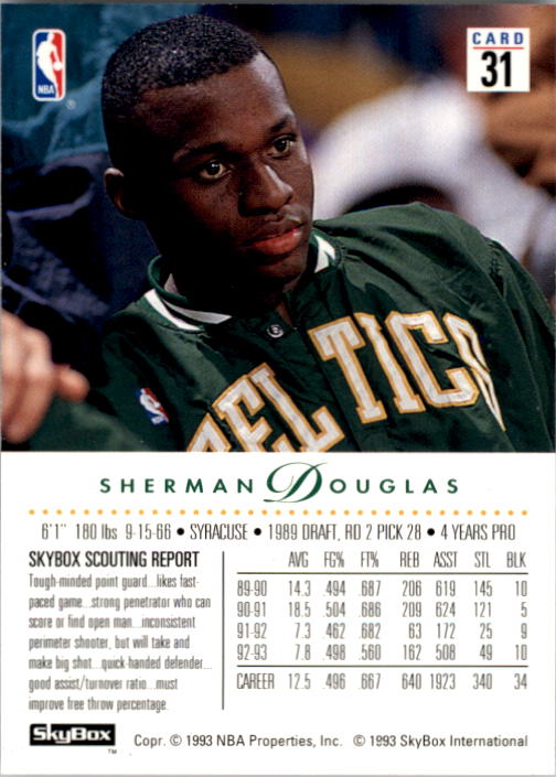 1993-94 SkyBox Premium #31 Sherman Douglas back image
