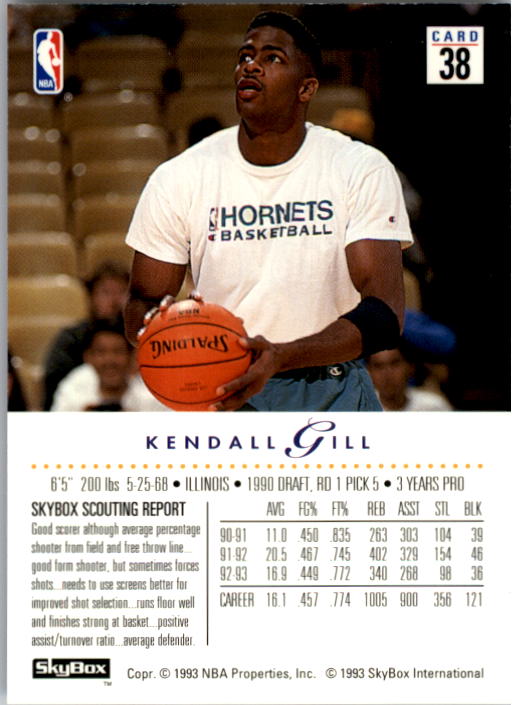 1993-94 SkyBox Premium #38 Kendall Gill back image