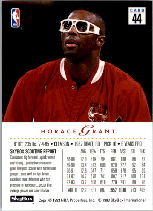 1993-94 SkyBox Premium #44 Horace Grant back image