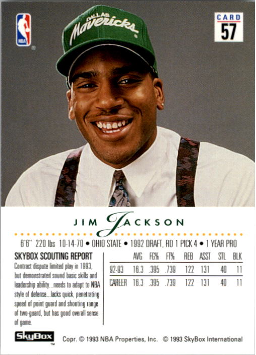 1993-94 SkyBox Premium #57 Jim Jackson back image