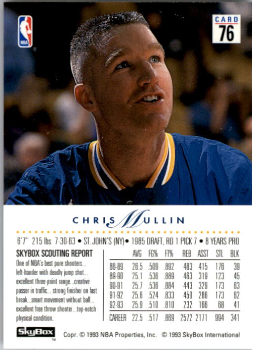 1993-94 SkyBox Premium #76 Chris Mullin back image