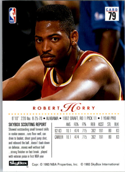 1993-94 SkyBox Premium #79 Robert Horry back image