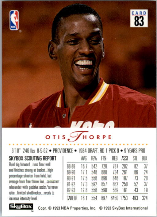 1993-94 SkyBox Premium #83 Otis Thorpe back image