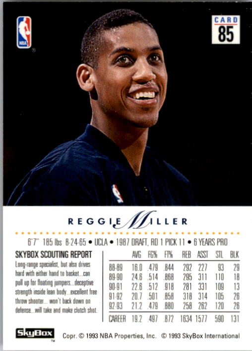 1993-94 SkyBox Premium #85 Reggie Miller back image