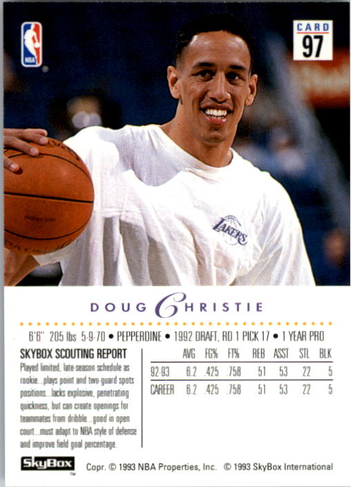 1993-94 SkyBox Premium #97 Doug Christie back image