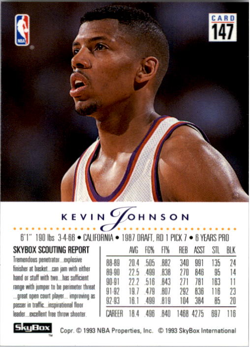 1993-94 SkyBox Premium #147 Kevin Johnson back image