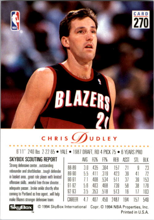 Chris Dudley Basketball Cards