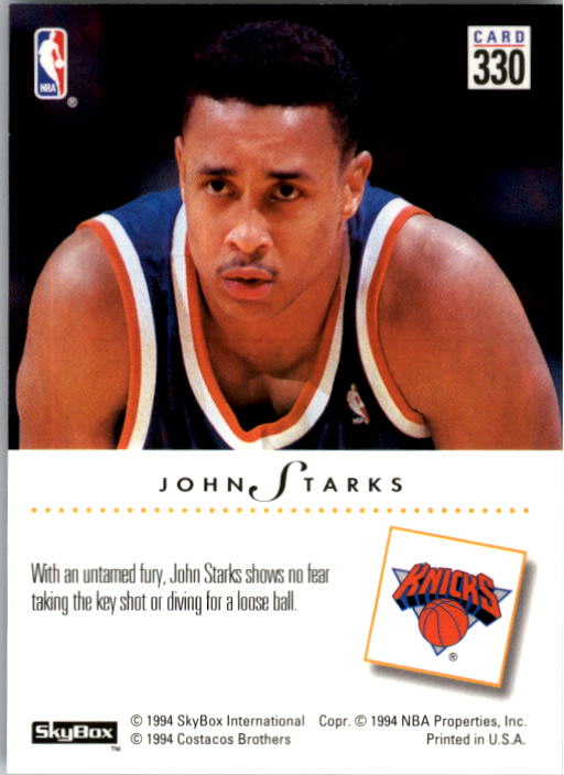 1993-94 SkyBox Premium #330 John Starks PC back image