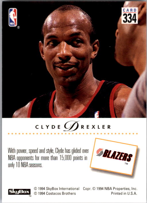 1993-94 SkyBox Premium #334 Clyde Drexler PC back image