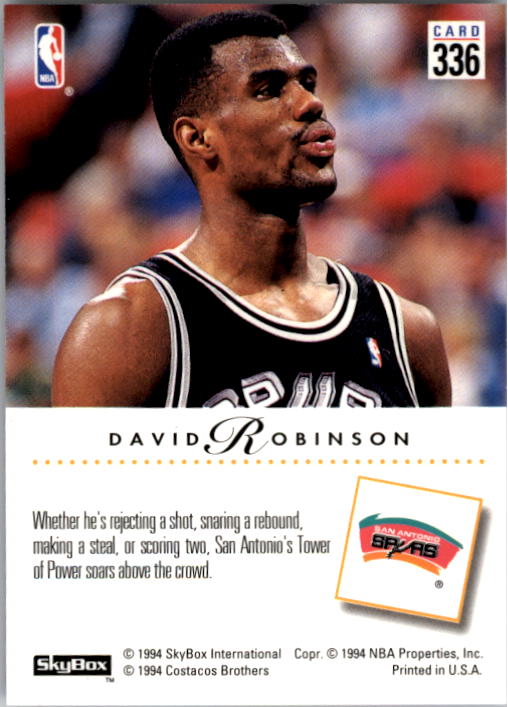 1993-94 SkyBox Premium #336 David Robinson PC back image