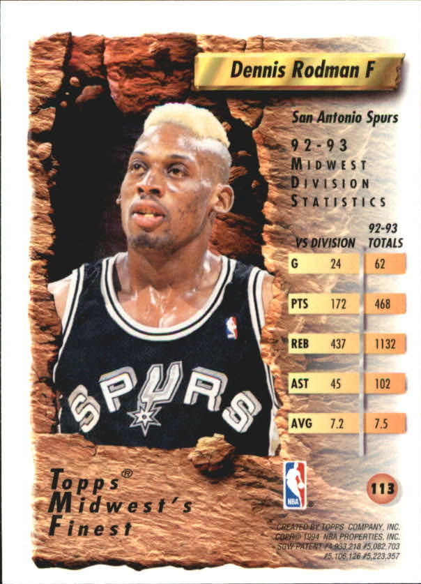 1993-94 Topps Finest Basketball #113 Dennis Rodman MF | eBay