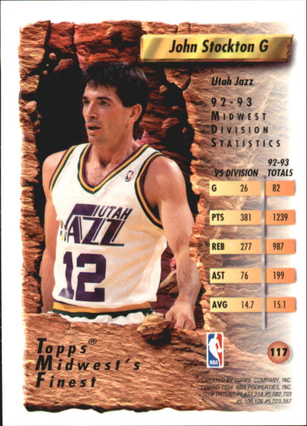 1993-94 Finest #117 John Stockton MF back image