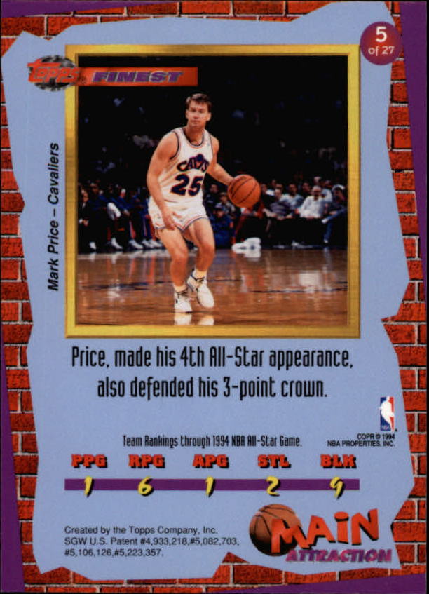 1993-94 Finest Main Attraction #5 Mark Price back image