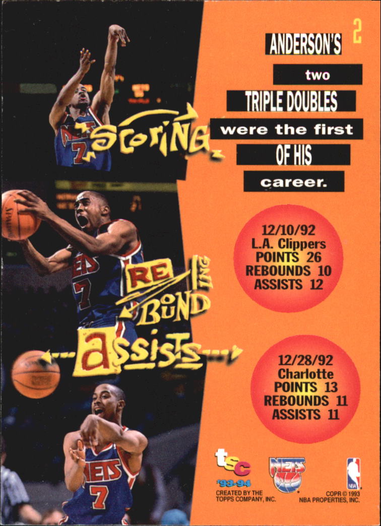 1993-94 Stadium Club Super Teams NBA Finals #2 Kenny Anderson TD back image