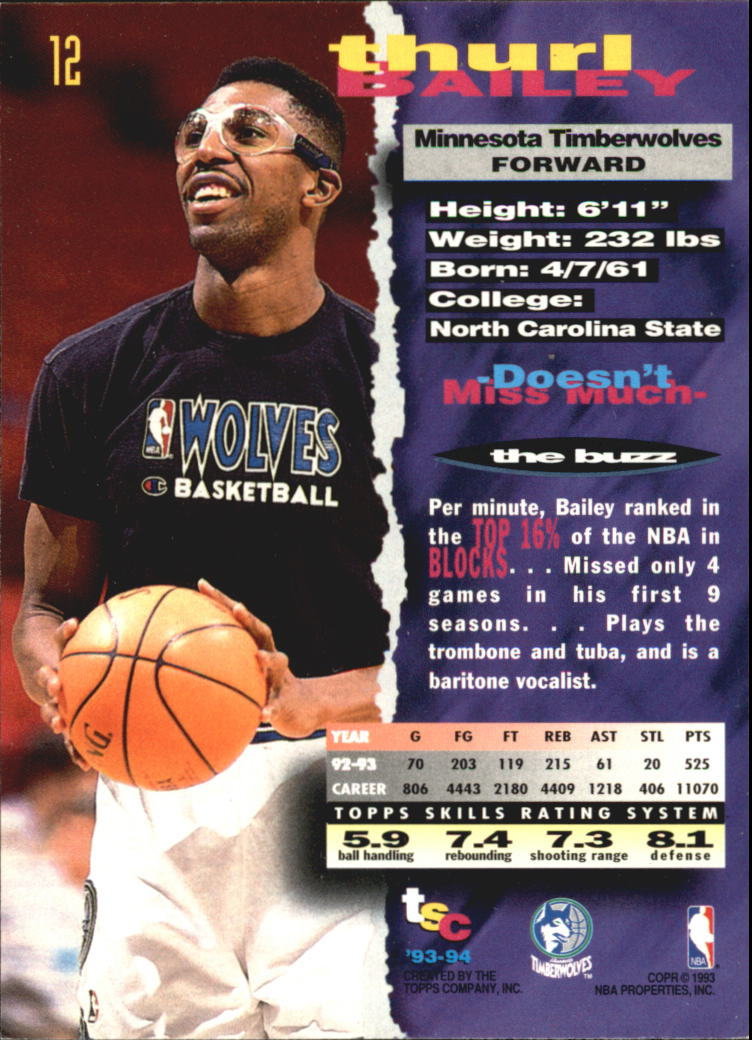 1993-94 Stadium Club Super Teams NBA Finals #12 Thurl Bailey back image