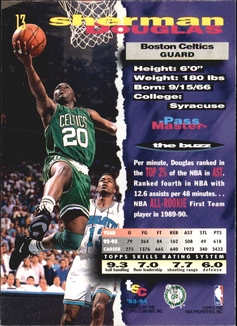 1993-94 Stadium Club Super Teams NBA Finals #13 Sherman Douglas back image