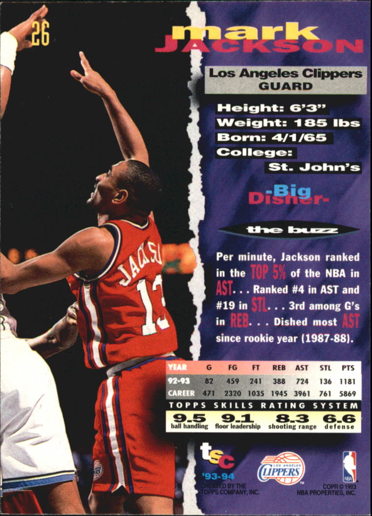 1993-94 Stadium Club Super Teams NBA Finals #26 Mark Jackson back image