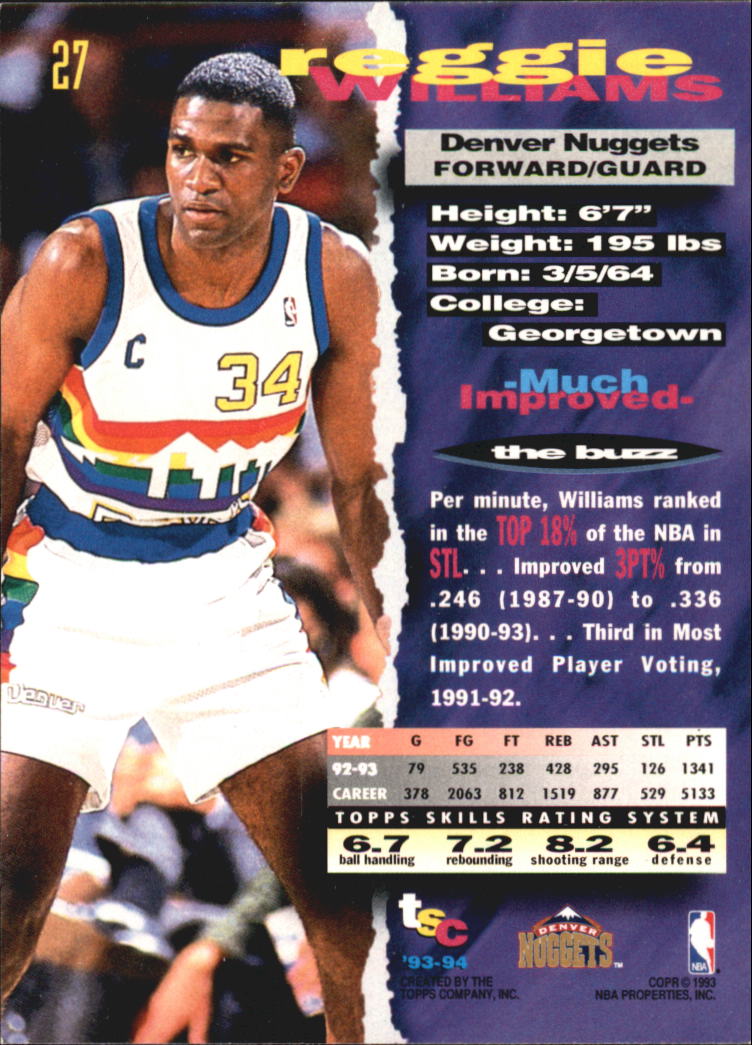 1993-94 Stadium Club Super Teams NBA Finals #27 Reggie Williams back image