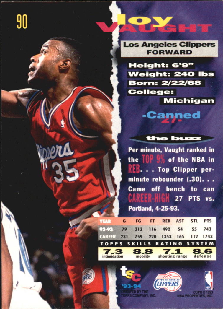 1993-94 Stadium Club Super Teams NBA Finals #90 Loy Vaught back image