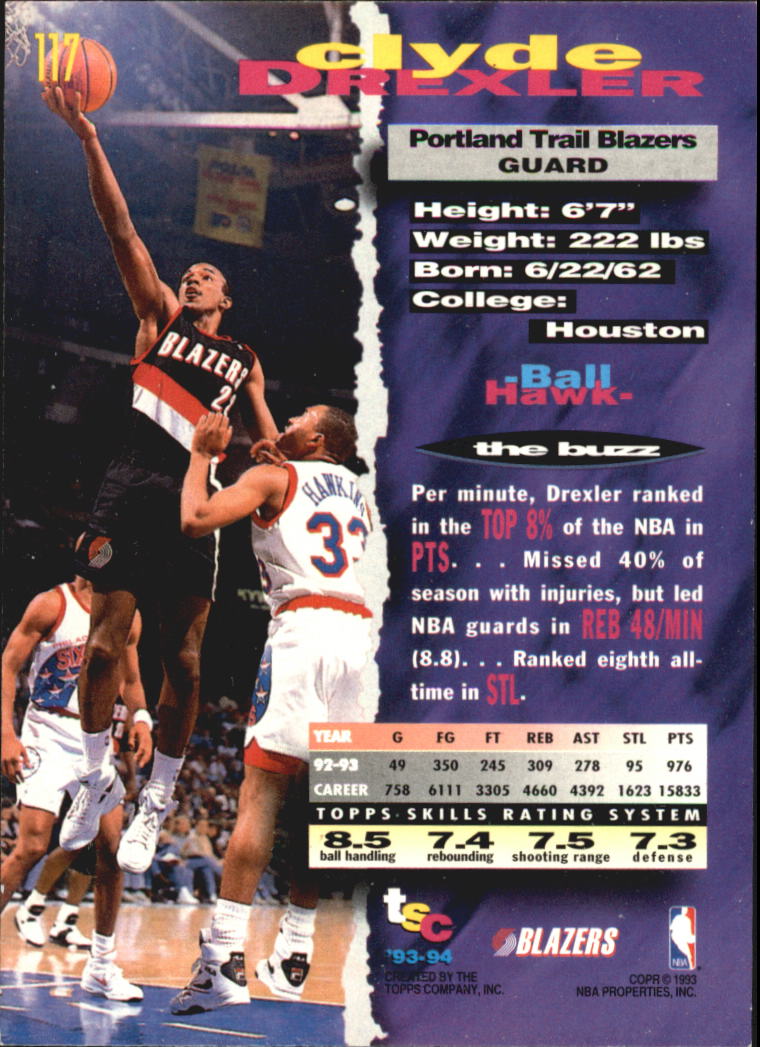 1993-94 Stadium Club Super Teams NBA Finals #117 Clyde Drexler back image
