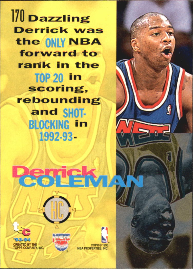 1993-94 Stadium Club Super Teams NBA Finals #170 Derrick Coleman HC back image
