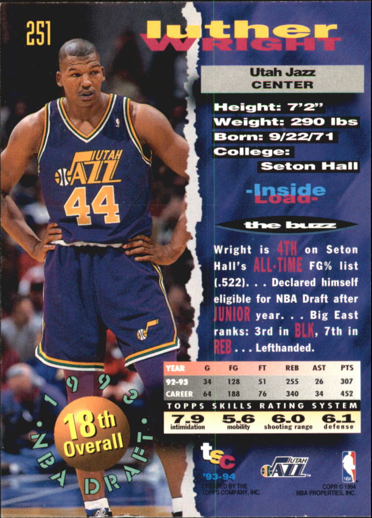 1993-94 Stadium Club Super Teams NBA Finals #251 Luther Wright back image