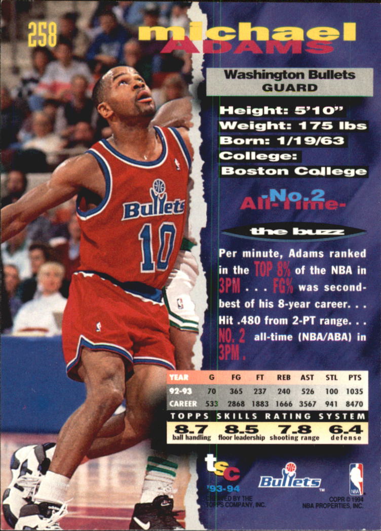 1993-94 Stadium Club Super Teams NBA Finals #258 Michael Adams on