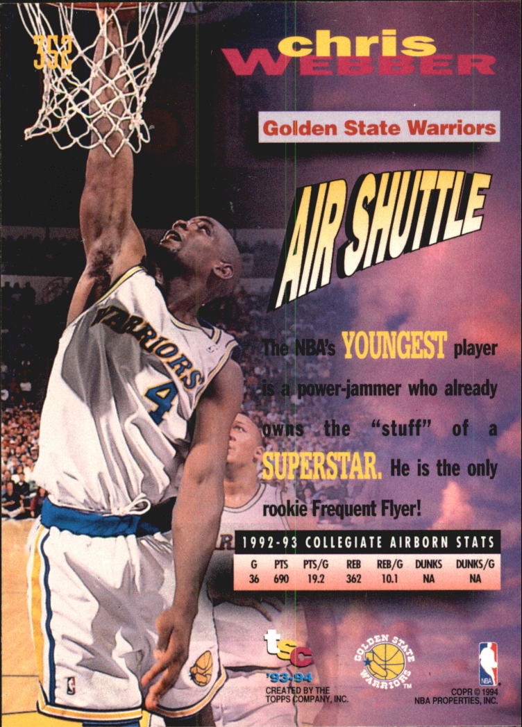 1993-94 Stadium Club Super Teams NBA Finals #352 Chris Webber FF back image